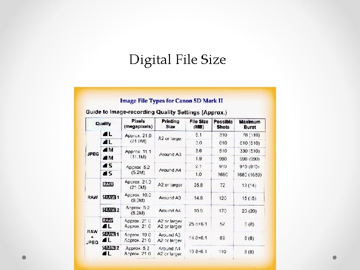 Digital File Size 