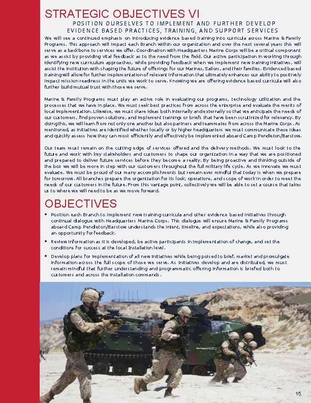 STRATEGIC OBJECTIVES VI POSITION O U R S E L V E S TO