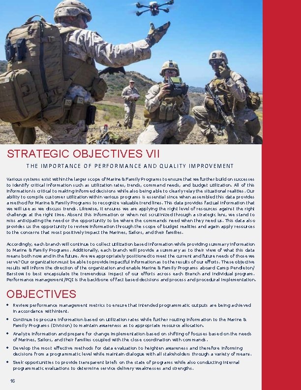 STRATEGIC OBJECTIVES VII THE IMPORTANCE O F P E R F O R M