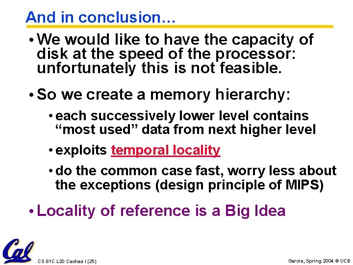 And in conclusion… • We would like to have the capacity of disk at