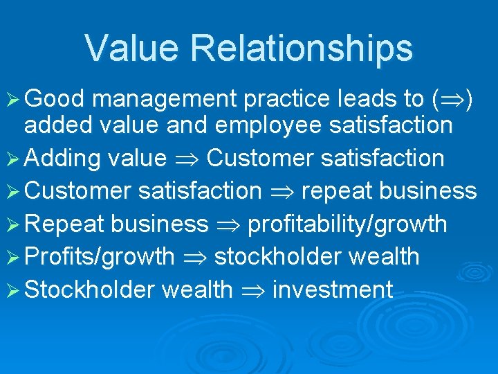 Value Relationships Ø Good management practice leads to ( ) added value and employee