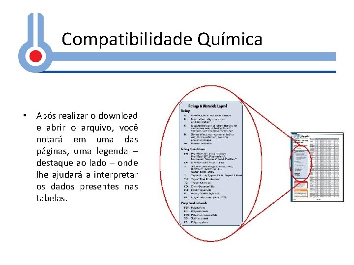 Compatibilidade Química • Após realizar o download e abrir o arquivo, você notará em