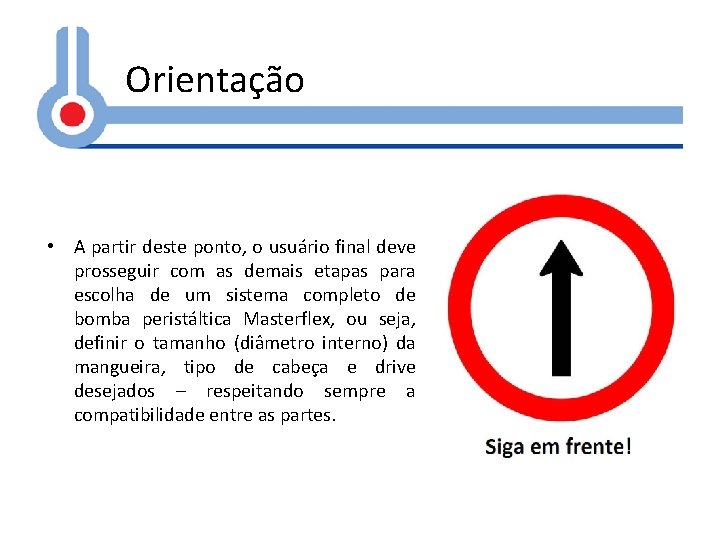 Orientação • A partir deste ponto, o usuário final deve prosseguir com as demais