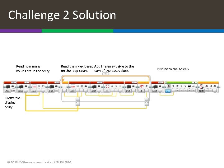 Challenge 2 Solution Read how many values are in the array Read the index