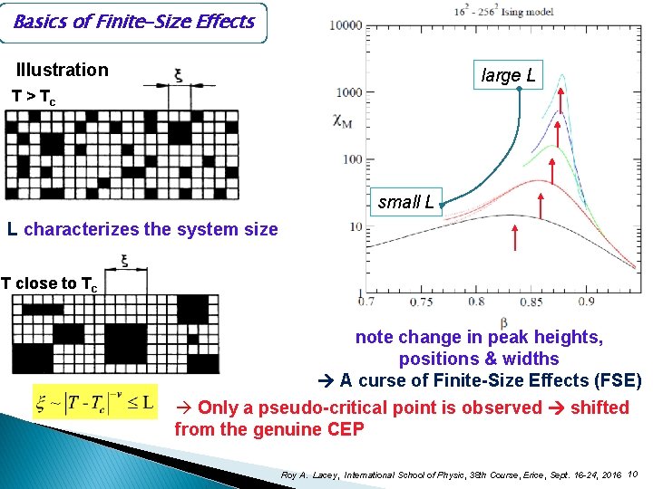Basics of Finite-Size Effects Illustration large L T > Tc small L L characterizes