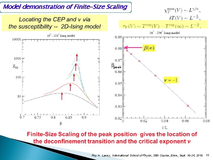 Model demonstration of Finite-Size Scaling Roy A. Lacey, International School of Physic, 38 th