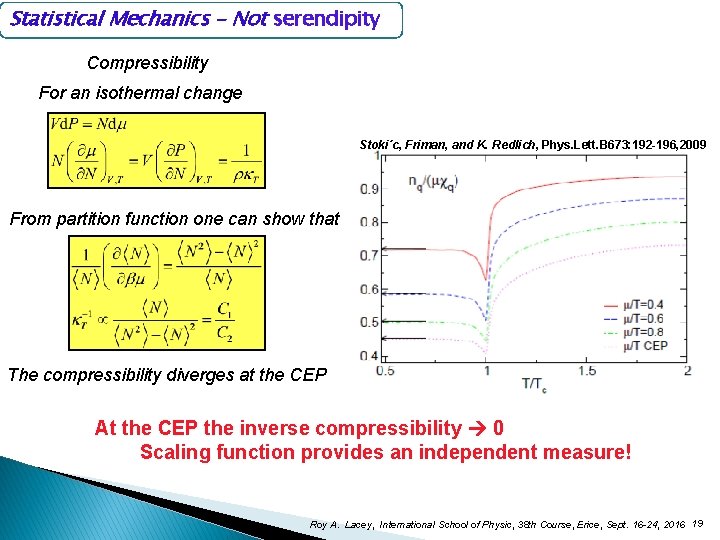 Statistical Mechanics – Not serendipity Compressibility For an isothermal change Stoki´c, Friman, and K.