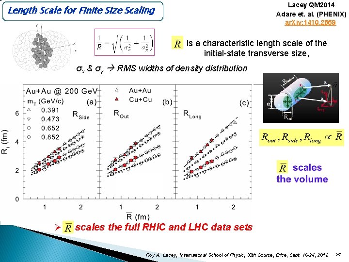 Lacey QM 2014 Adare et. al. (PHENIX) ar. Xiv: 1410. 2559 Length Scale for