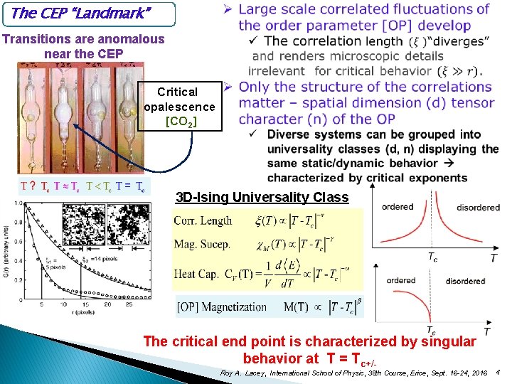 The CEP “Landmark” Transitions are anomalous near the CEP Critical opalescence [CO 2] 3