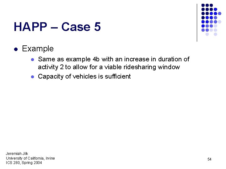 HAPP – Case 5 l Example l l Same as example 4 b with
