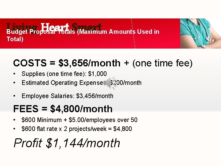 Living Heart Smart Budget Proposal Totals (Maximum Amounts Used in Total) COSTS = $3,