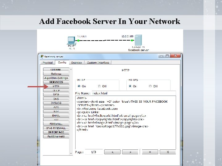 Add Facebook Server In Your Network 