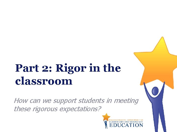 Part 2: Rigor in the classroom How can we support students in meeting these