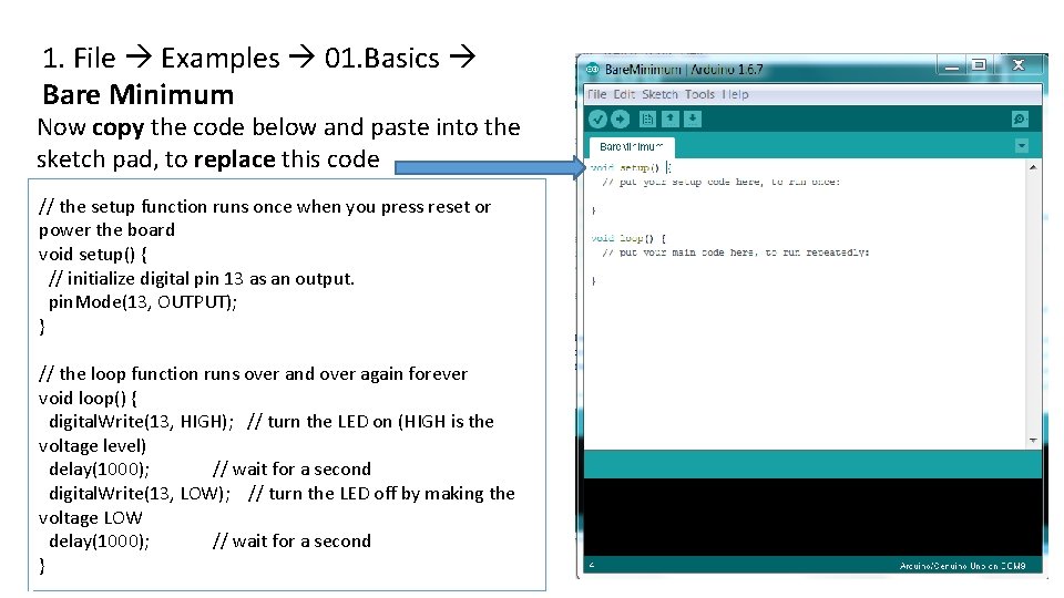 1. File Examples 01. Basics Bare Minimum Now copy the code below and paste