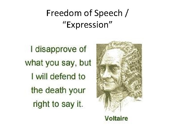 Freedom of Speech / “Expression” 