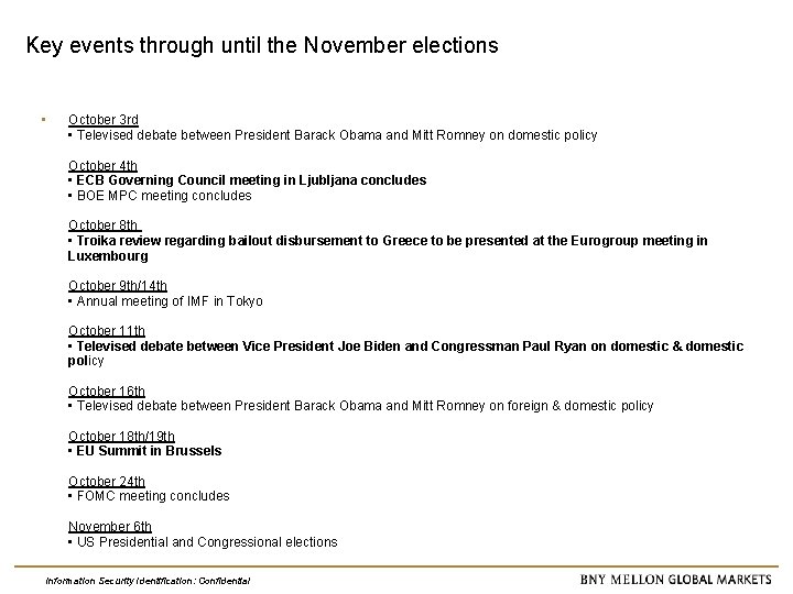 Key events through until the November elections • October 3 rd • Televised debate