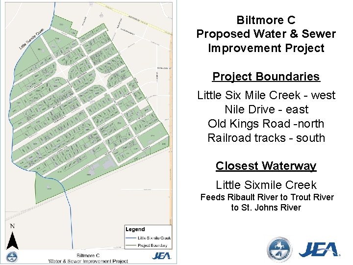 Biltmore C Proposed Water & Sewer Improvement Project Boundaries Little Six Mile Creek -