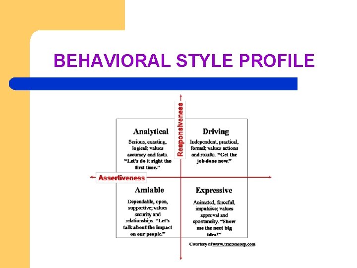 BEHAVIORAL STYLE PROFILE 