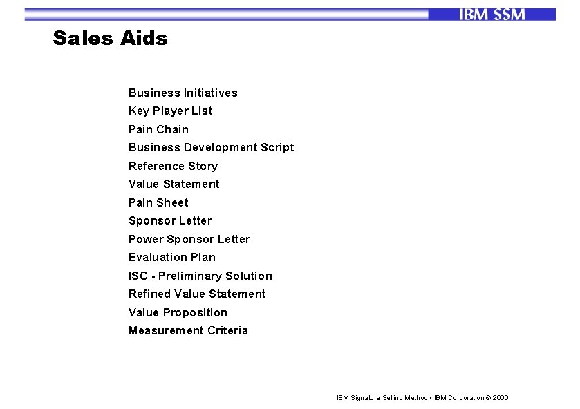 Sales Aids Business Initiatives Key Player List Pain Chain Business Development Script Reference Story