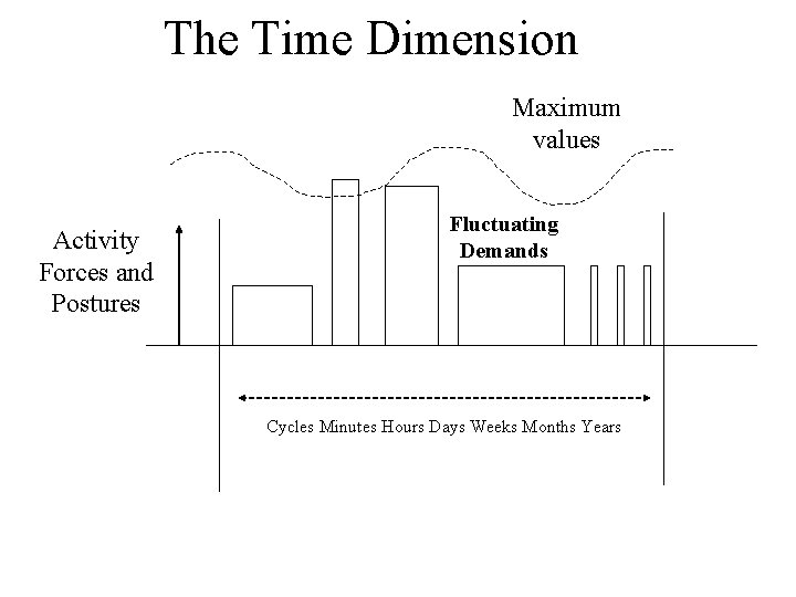 The Time Dimension Maximum values Activity Forces and Postures Fluctuating Demands Cycles Minutes Hours