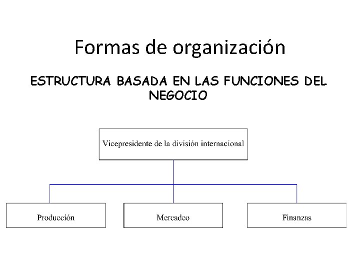 Formas de organización ESTRUCTURA BASADA EN LAS FUNCIONES DEL NEGOCIO 