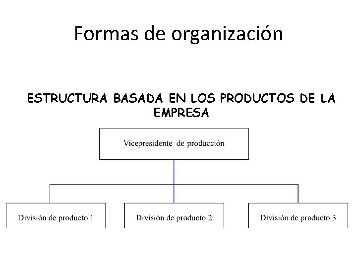 Formas de organización ESTRUCTURA BASADA EN LOS PRODUCTOS DE LA EMPRESA 