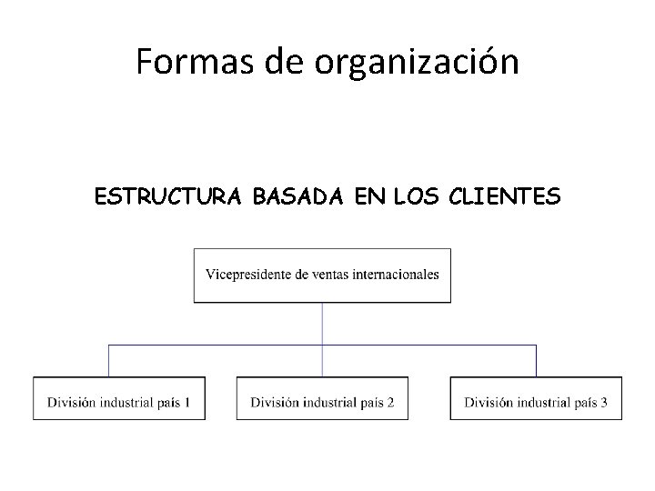 Formas de organización ESTRUCTURA BASADA EN LOS CLIENTES 