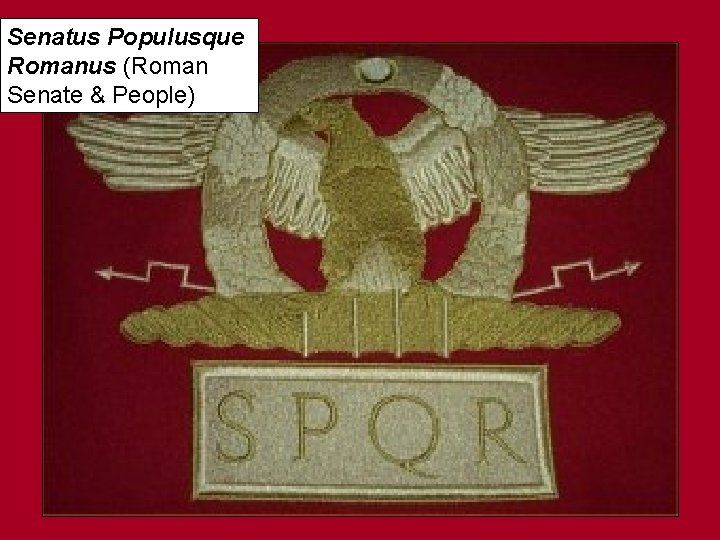 Senatus Populusque Romanus (Roman Senate & People) Senatus Populusque Romanus (Roman Senate & People)