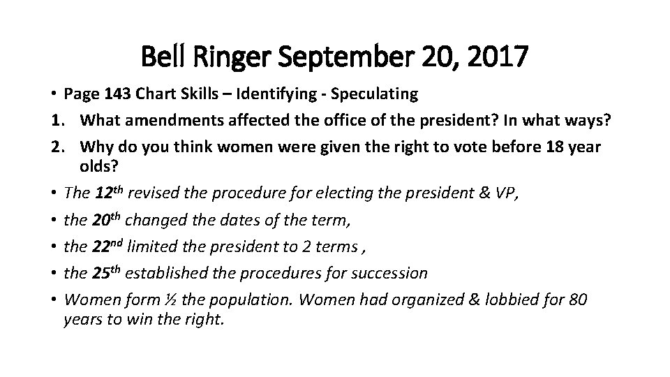 Bell Ringer September 20, 2017 • Page 143 Chart Skills – Identifying - Speculating