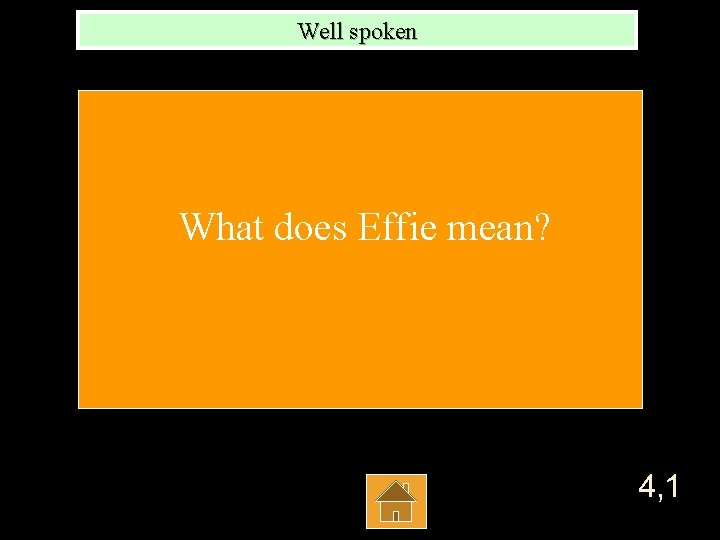 Well spoken What does Effie mean? 4, 1 