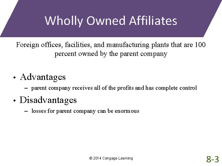 Wholly Owned Affiliates Foreign offices, facilities, and manufacturing plants that are 100 percent owned