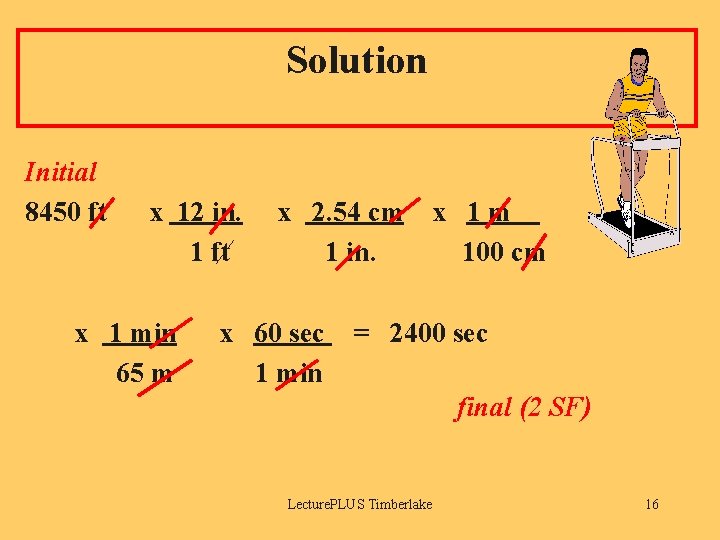 Solution Initial 8450 ft x 12 in. 1 ft x 1 min 65 m