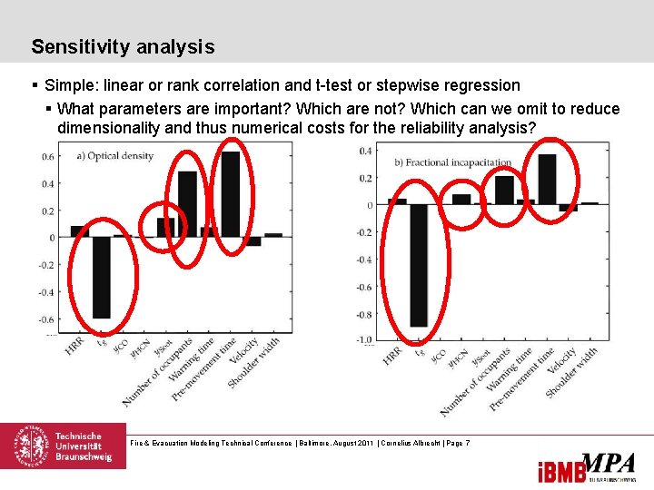 Sensitivity analysis § Simple: linear or rank correlation and t-test or stepwise regression §