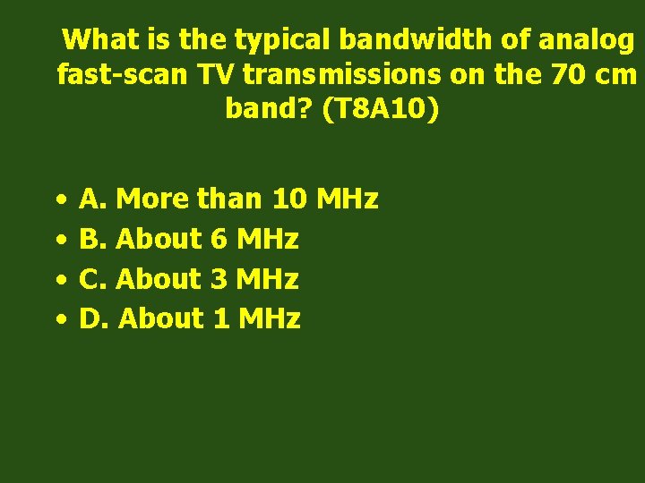 What is the typical bandwidth of analog fast-scan TV transmissions on the 70 cm