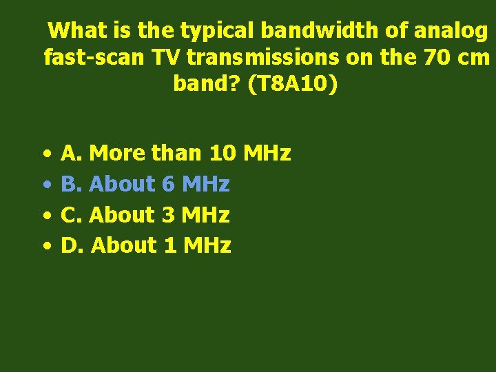 What is the typical bandwidth of analog fast-scan TV transmissions on the 70 cm