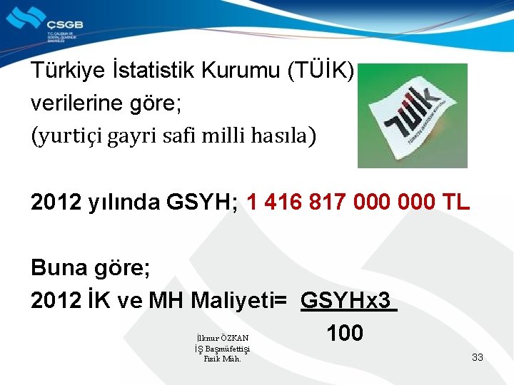 Türkiye İstatistik Kurumu (TÜİK) verilerine göre; (yurtiçi gayri safi milli hasıla) 2012 yılında GSYH;