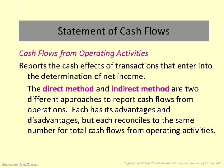 Slide 3 -33 Statement of Cash Flows from Operating Activities Reports the cash effects