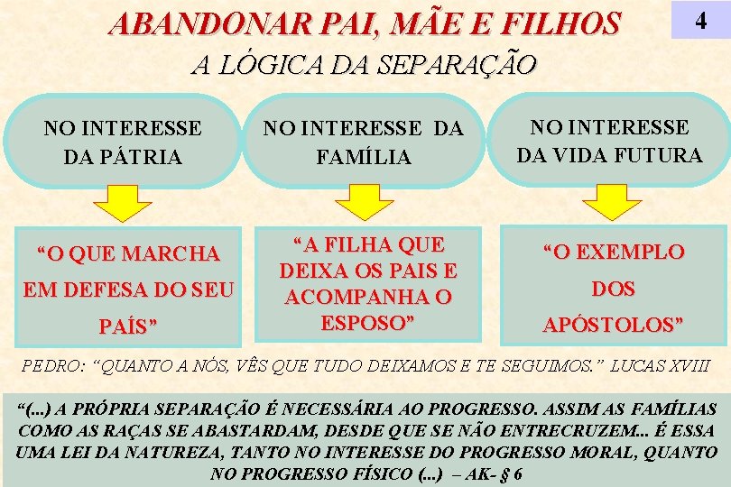 ABANDONAR PAI, MÃE E FILHOS 4 A LÓGICA DA SEPARAÇÃO NO INTERESSE DA PÁTRIA