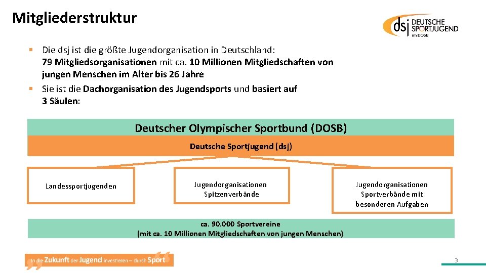 Mitgliederstruktur § Die dsj ist die größte Jugendorganisation in Deutschland: 79 Mitgliedsorganisationen mit ca.