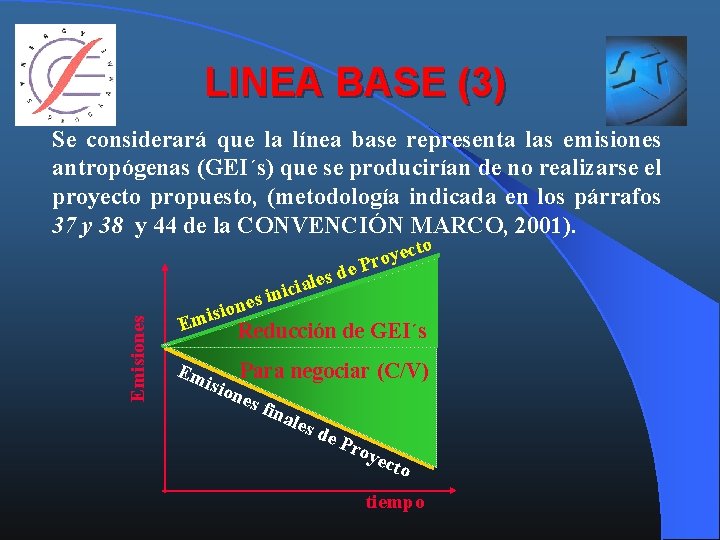 LINEA BASE (3) Emisiones Se considerará que la línea base representa las emisiones antropógenas