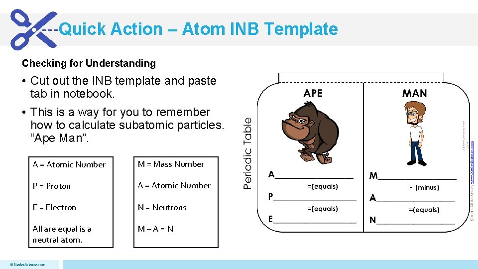 Quick Action – Atom INB Template Checking for Understanding • Cut out the INB