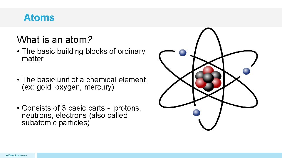 Atoms What is an atom? • The basic building blocks of ordinary matter •