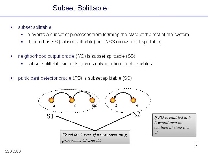 Subset Splittable § subset splittable § prevents a subset of processes from learning the