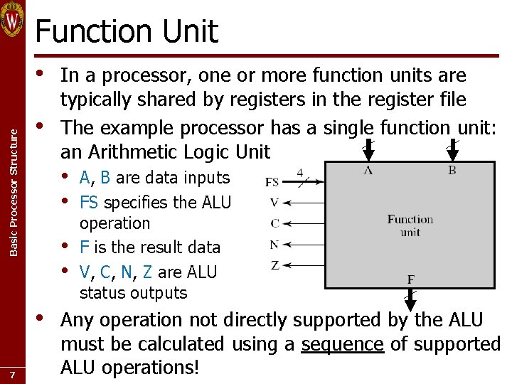 Function Unit Basic Processor Structure • • 7 In a processor, one or more Function Unit Basic Processor Structure • • 7 In a processor, one or more
