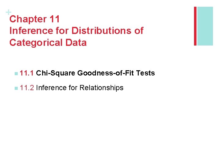 + Chapter 11 Inference for Distributions of Categorical Data n 11. 1 Chi-Square Goodness-of-Fit