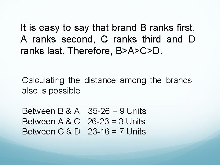 It is easy to say that brand B ranks first, A ranks second, C