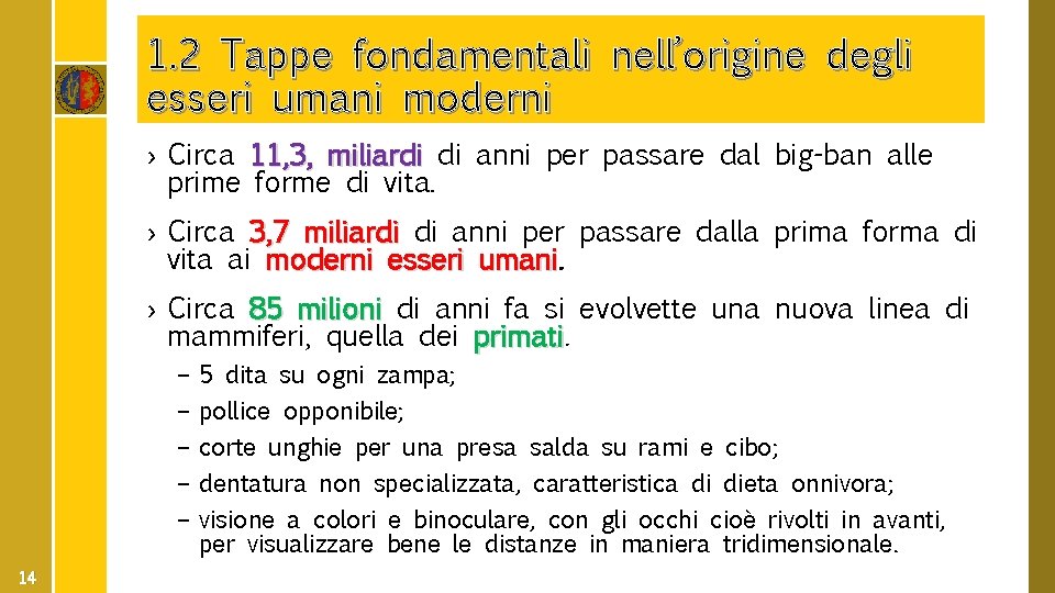 1. 2 Tappe fondamentali nell’origine degli esseri umani moderni › Circa 11, 3, miliardi