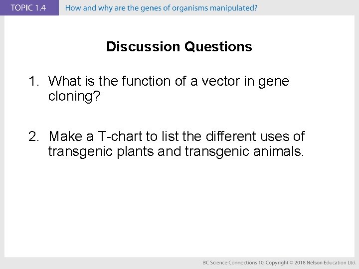BC Science Connections 10 Unit 1 DNA is