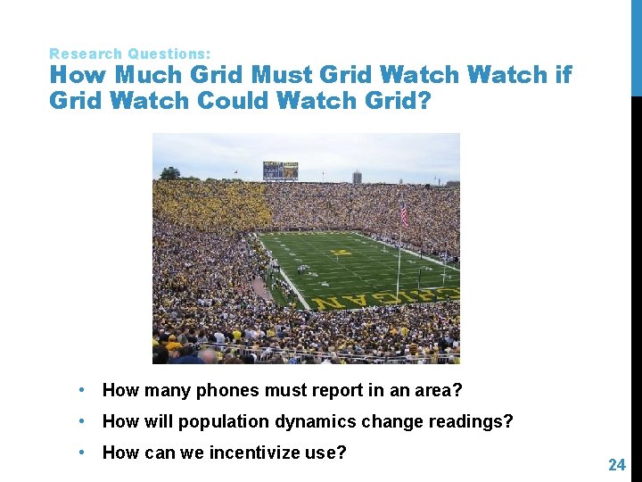 Research Questions: How Much Grid Must Grid Watch if Grid Watch Could Watch Grid?