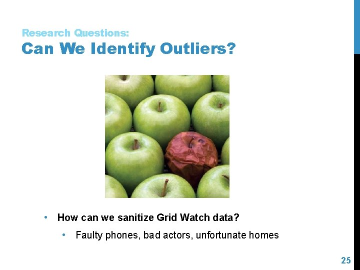 Research Questions: Can We Identify Outliers? • How can we sanitize Grid Watch data?